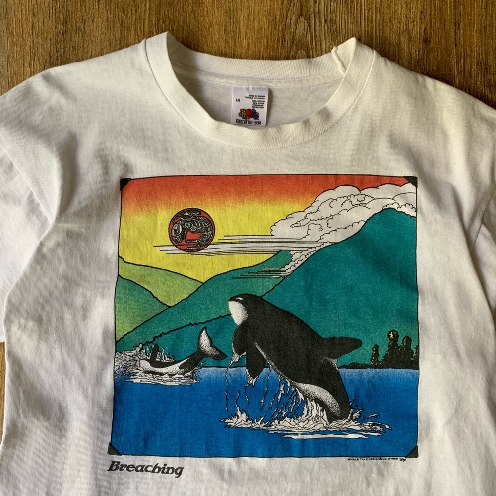 Vintage 1989 Whale Tale Orca Native Art Shirt - Picture 2 of 5